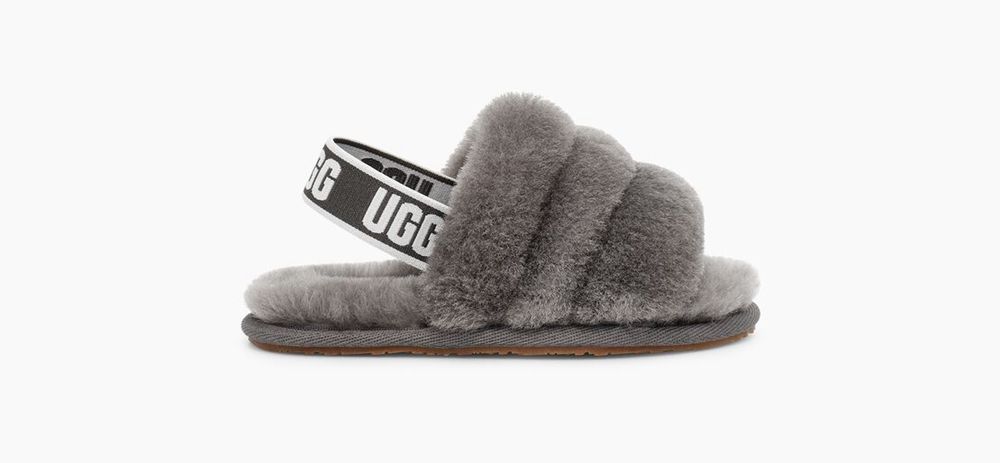 Ugg Fluff Yeah - Kids Slippers - Grey - NZ (6297HCVJF)